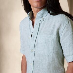 Even Tide Kai Linen Short Sleeve Shirt light Green Medium Stitch Fix New W/ Tags